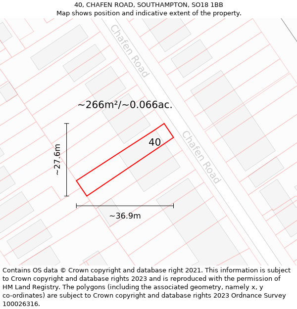 40, CHAFEN ROAD, SOUTHAMPTON, SO18 1BB: Plot and title map