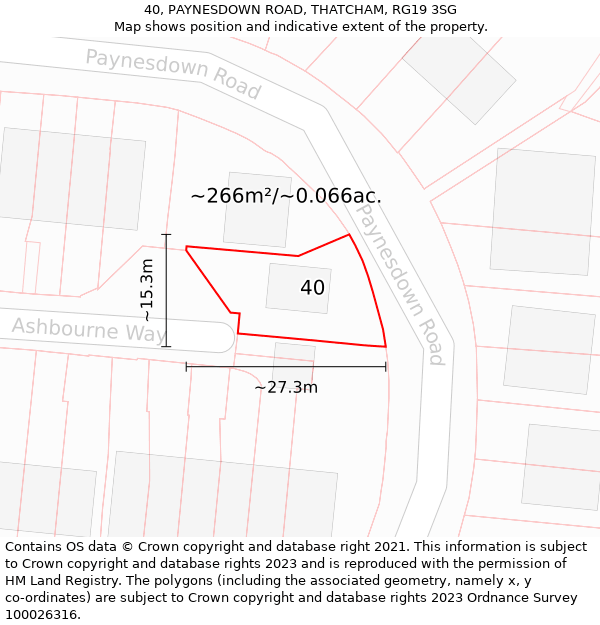 40, PAYNESDOWN ROAD, THATCHAM, RG19 3SG: Plot and title map