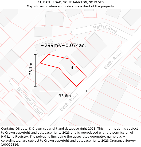 41, BATH ROAD, SOUTHAMPTON, SO19 5ES: Plot and title map