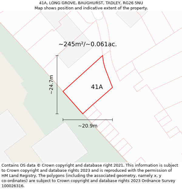 41A, LONG GROVE, BAUGHURST, TADLEY, RG26 5NU: Plot and title map