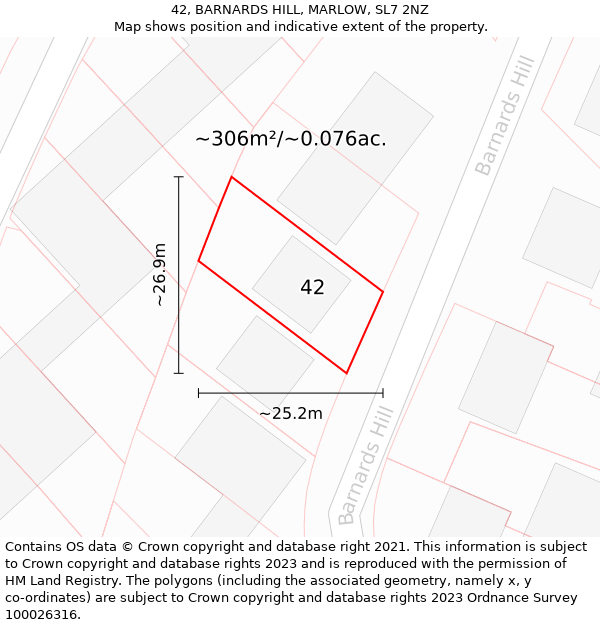 42, BARNARDS HILL, MARLOW, SL7 2NZ: Plot and title map