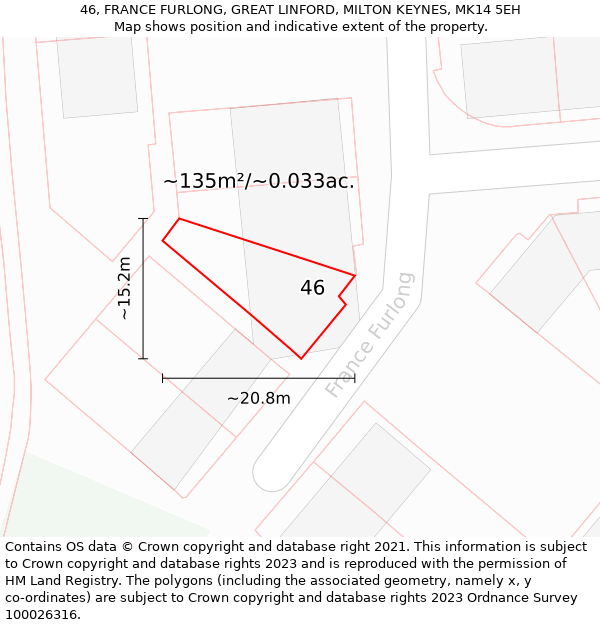 46, FRANCE FURLONG, GREAT LINFORD, MILTON KEYNES, MK14 5EH: Plot and title map