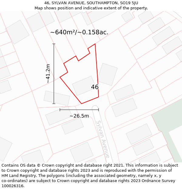 46, SYLVAN AVENUE, SOUTHAMPTON, SO19 5JU: Plot and title map