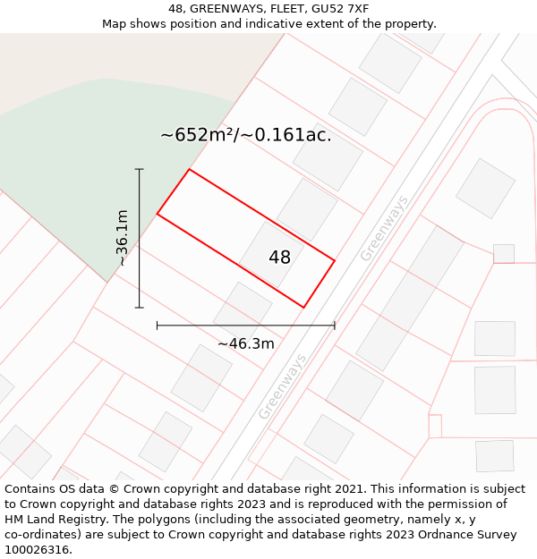 48, GREENWAYS, FLEET, GU52 7XF: Plot and title map