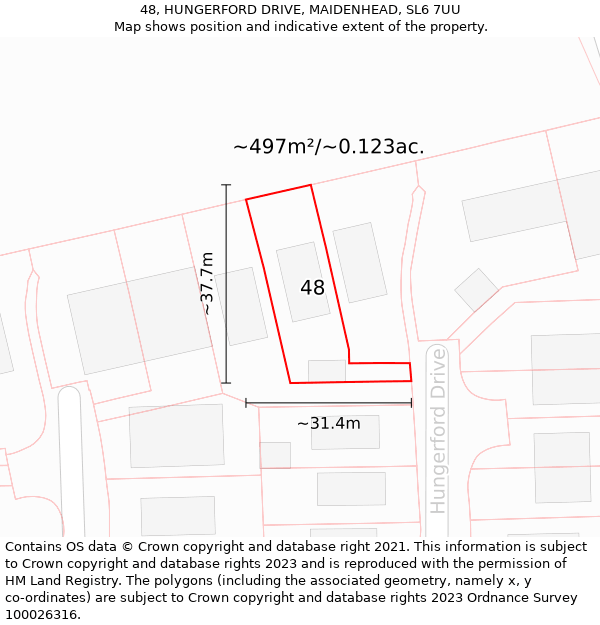 48, HUNGERFORD DRIVE, MAIDENHEAD, SL6 7UU: Plot and title map