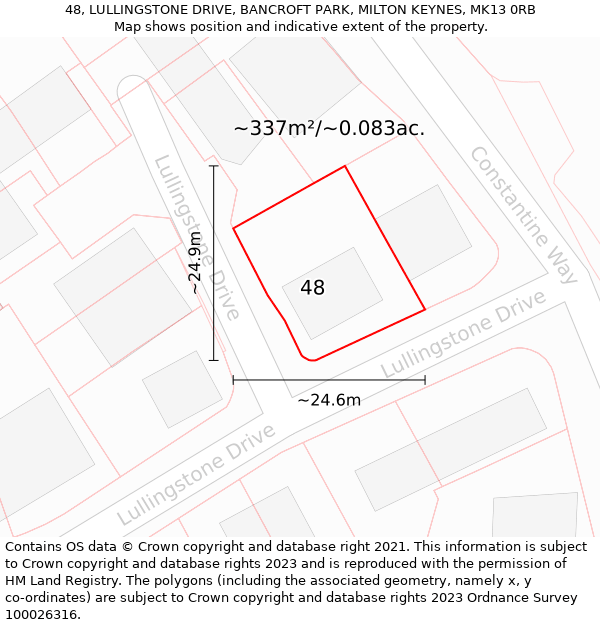 48, LULLINGSTONE DRIVE, BANCROFT PARK, MILTON KEYNES, MK13 0RB: Plot and title map