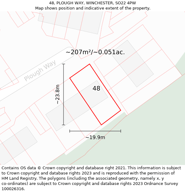 48, PLOUGH WAY, WINCHESTER, SO22 4PW: Plot and title map