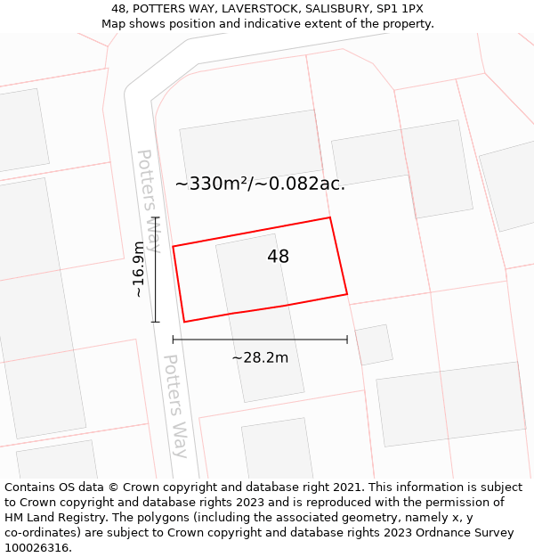 48, POTTERS WAY, LAVERSTOCK, SALISBURY, SP1 1PX: Plot and title map