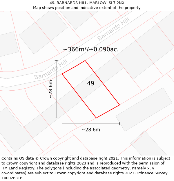 49, BARNARDS HILL, MARLOW, SL7 2NX: Plot and title map