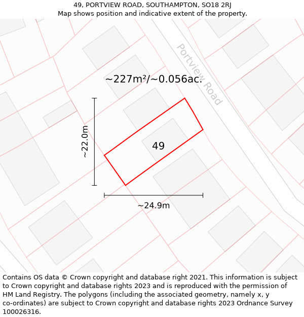 49, PORTVIEW ROAD, SOUTHAMPTON, SO18 2RJ: Plot and title map