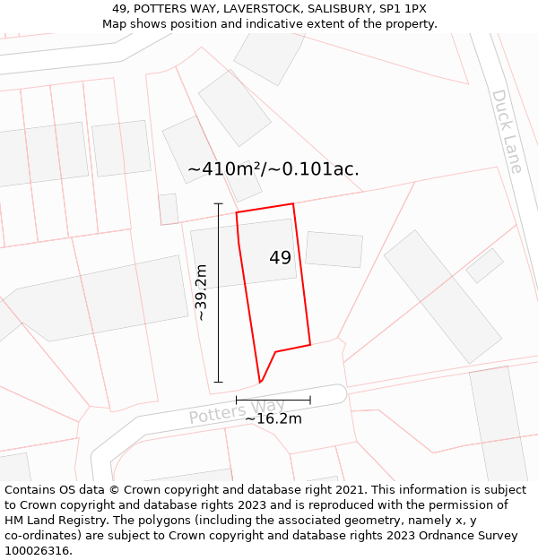 49, POTTERS WAY, LAVERSTOCK, SALISBURY, SP1 1PX: Plot and title map