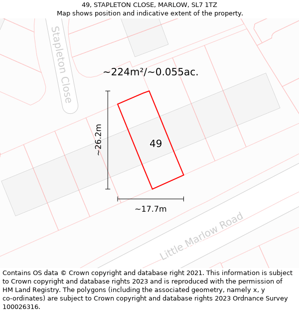 49, STAPLETON CLOSE, MARLOW, SL7 1TZ: Plot and title map