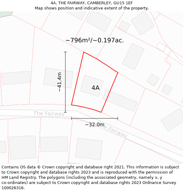 4A, THE FAIRWAY, CAMBERLEY, GU15 1EF: Plot and title map