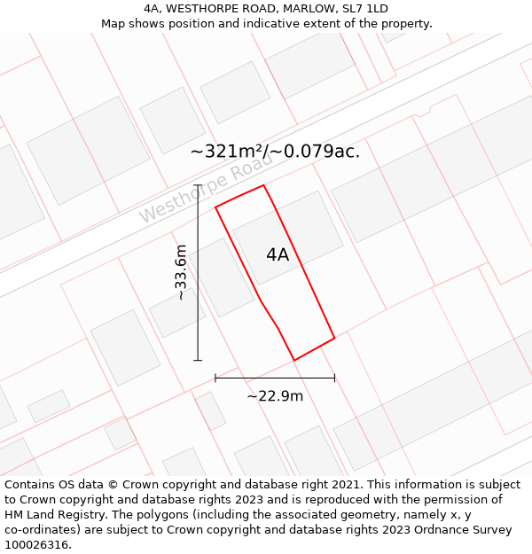 4A, WESTHORPE ROAD, MARLOW, SL7 1LD: Plot and title map