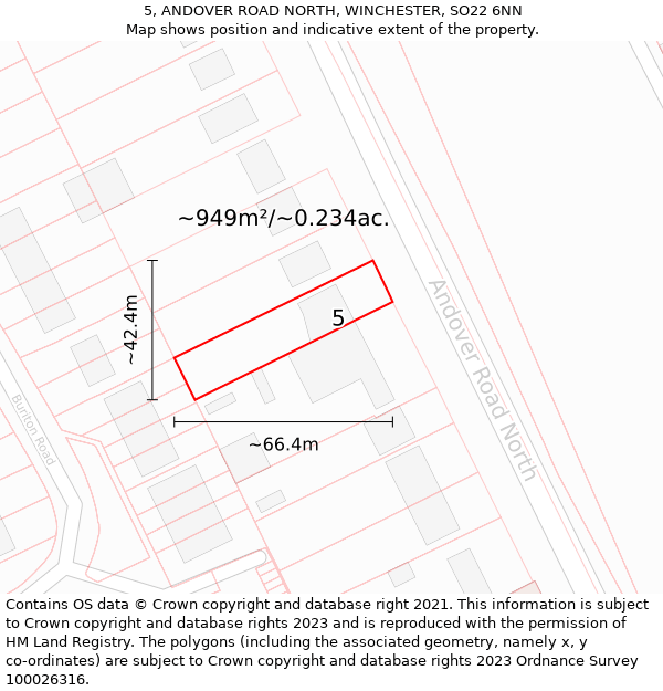 5, ANDOVER ROAD NORTH, WINCHESTER, SO22 6NN: Plot and title map