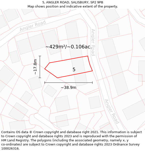 5, ANGLER ROAD, SALISBURY, SP2 9PB: Plot and title map