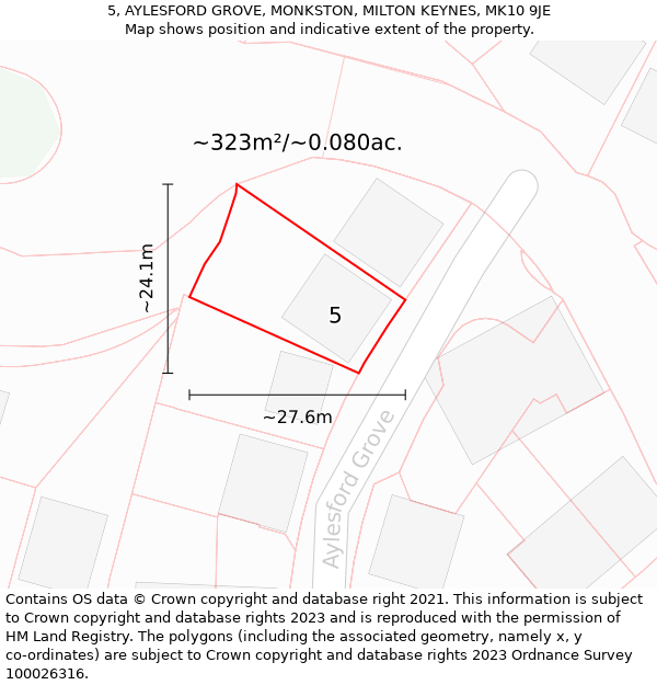 5, AYLESFORD GROVE, MONKSTON, MILTON KEYNES, MK10 9JE: Plot and title map