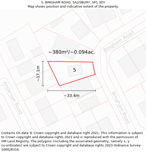 5, BINGHAM ROAD, SALISBURY, SP1 3DY: Plot and title map