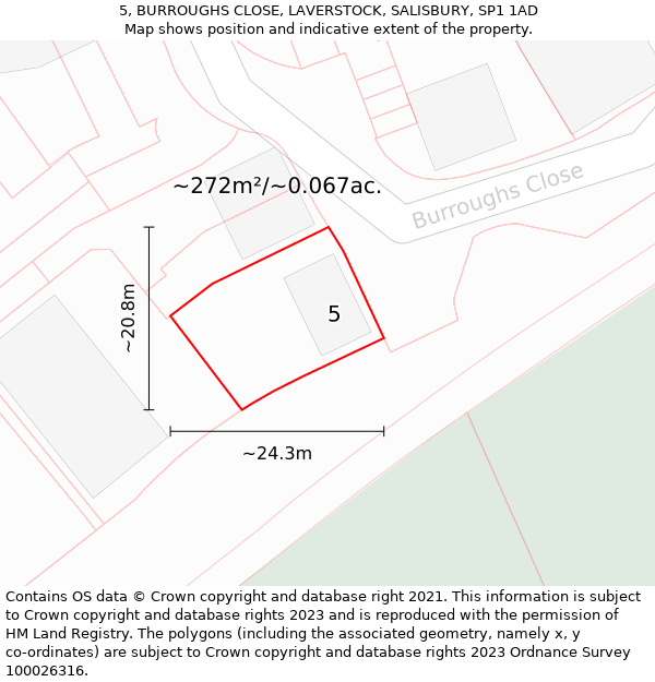 5, BURROUGHS CLOSE, LAVERSTOCK, SALISBURY, SP1 1AD: Plot and title map