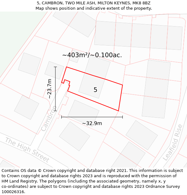 5, CAMBRON, TWO MILE ASH, MILTON KEYNES, MK8 8BZ: Plot and title map