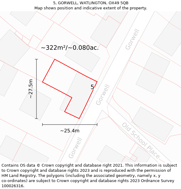 5, GORWELL, WATLINGTON, OX49 5QB: Plot and title map