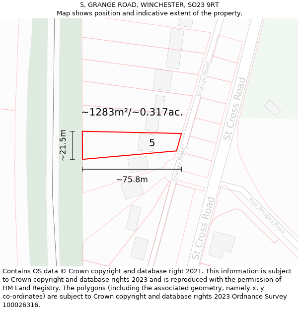 5, GRANGE ROAD, WINCHESTER, SO23 9RT: Plot and title map