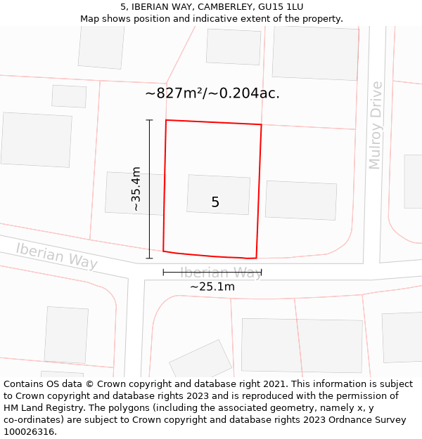 5, IBERIAN WAY, CAMBERLEY, GU15 1LU: Plot and title map