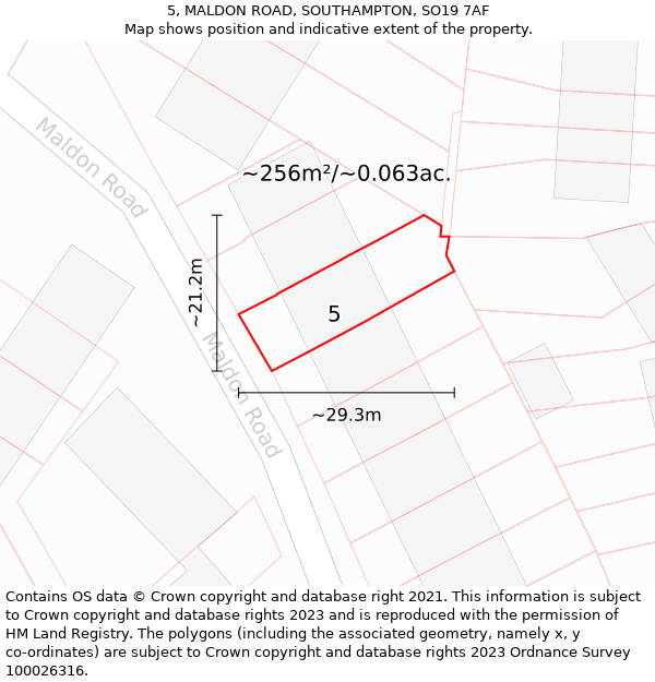 5, MALDON ROAD, SOUTHAMPTON, SO19 7AF: Plot and title map