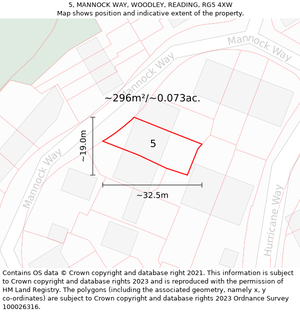 5, MANNOCK WAY, WOODLEY, READING, RG5 4XW: Plot and title map