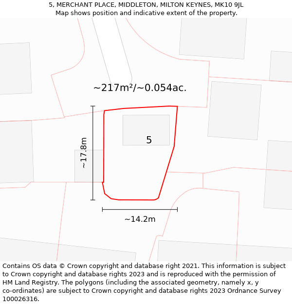 5, MERCHANT PLACE, MIDDLETON, MILTON KEYNES, MK10 9JL: Plot and title map