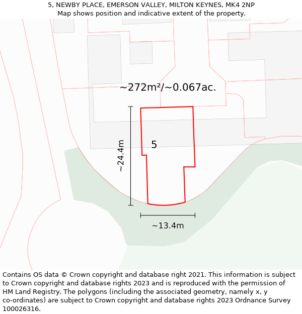 5, NEWBY PLACE, EMERSON VALLEY, MILTON KEYNES, MK4 2NP: Plot and title map