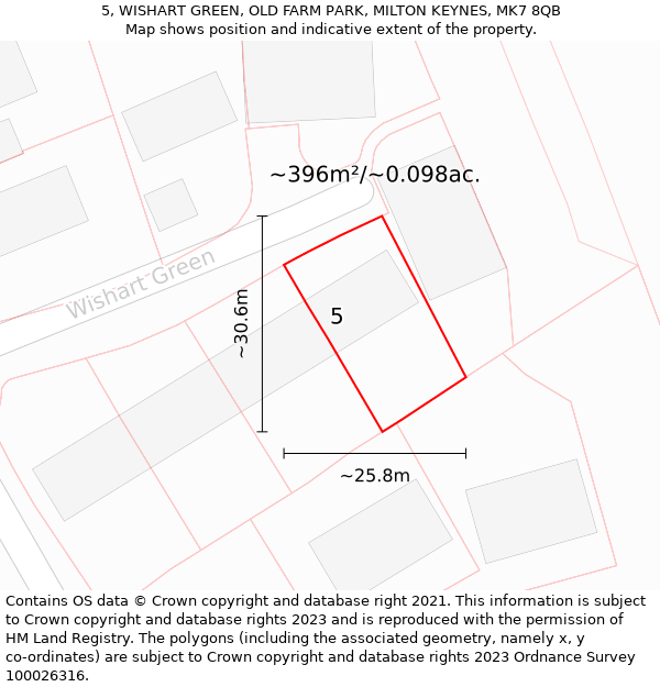 5, WISHART GREEN, OLD FARM PARK, MILTON KEYNES, MK7 8QB: Plot and title map