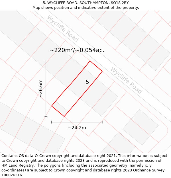 5, WYCLIFFE ROAD, SOUTHAMPTON, SO18 2BY: Plot and title map
