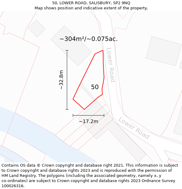 50, LOWER ROAD, SALISBURY, SP2 9NQ: Plot and title map