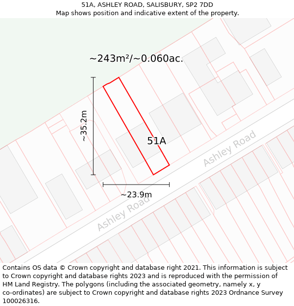 51A, ASHLEY ROAD, SALISBURY, SP2 7DD: Plot and title map