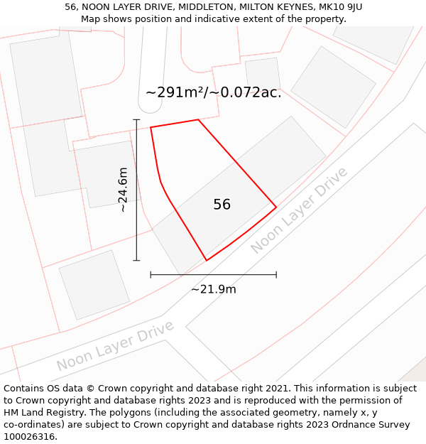 56, NOON LAYER DRIVE, MIDDLETON, MILTON KEYNES, MK10 9JU: Plot and title map