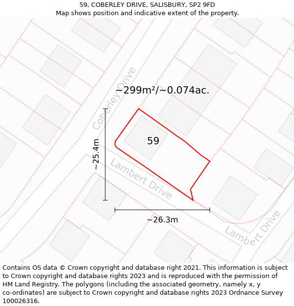 59, COBERLEY DRIVE, SALISBURY, SP2 9FD: Plot and title map