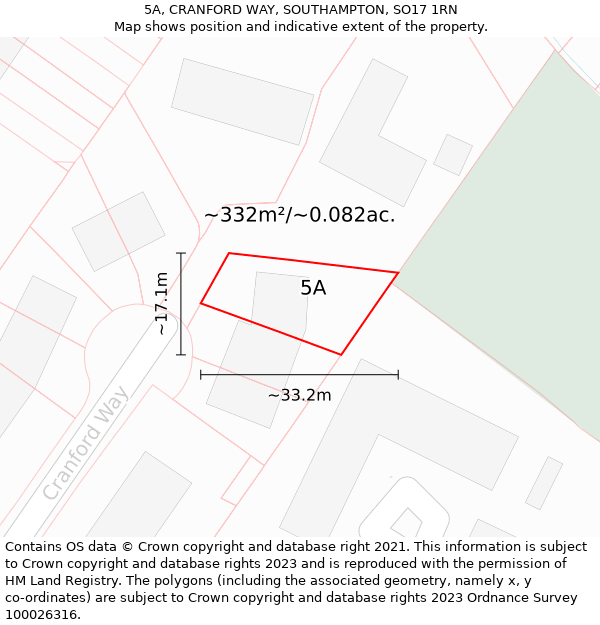 5A, CRANFORD WAY, SOUTHAMPTON, SO17 1RN: Plot and title map