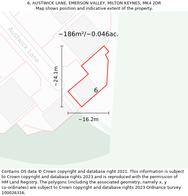 6, AUSTWICK LANE, EMERSON VALLEY, MILTON KEYNES, MK4 2DR: Plot and title map