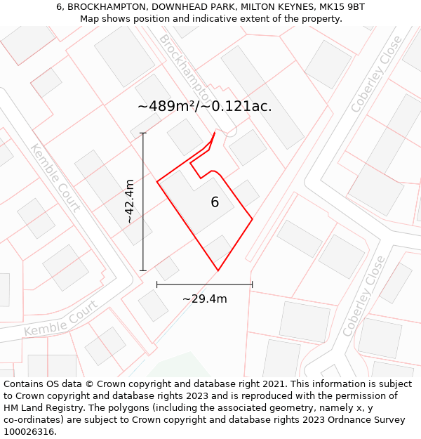 6, BROCKHAMPTON, DOWNHEAD PARK, MILTON KEYNES, MK15 9BT: Plot and title map