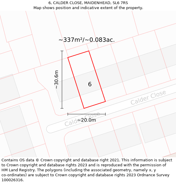 6, CALDER CLOSE, MAIDENHEAD, SL6 7RS: Plot and title map