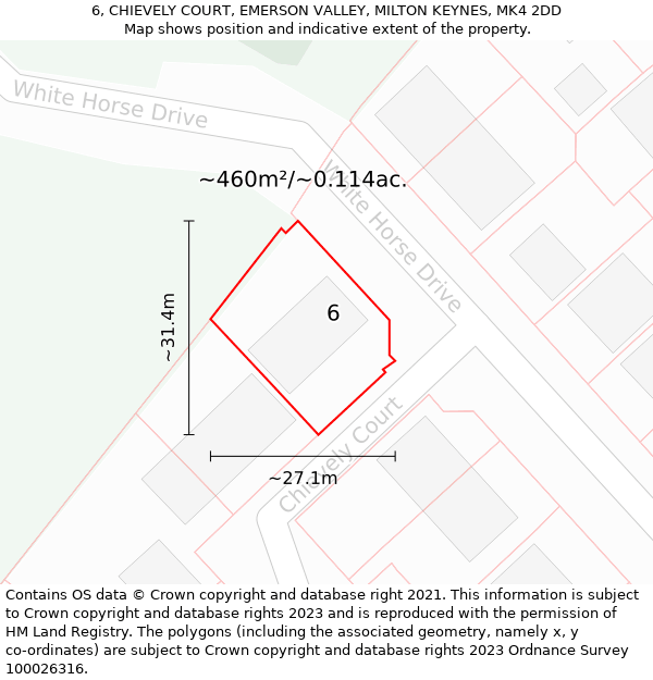 6, CHIEVELY COURT, EMERSON VALLEY, MILTON KEYNES, MK4 2DD: Plot and title map