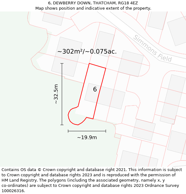 6, DEWBERRY DOWN, THATCHAM, RG18 4EZ: Plot and title map