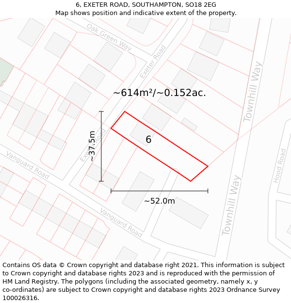 6, EXETER ROAD, SOUTHAMPTON, SO18 2EG: Plot and title map