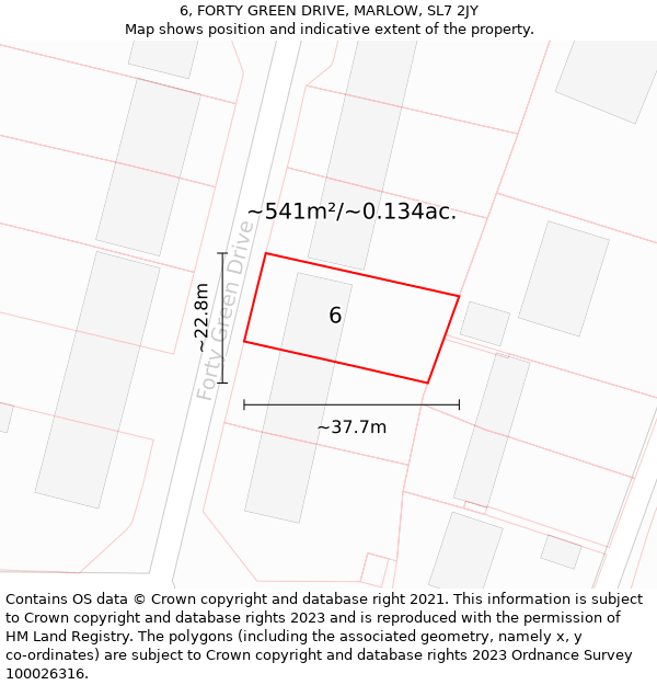 6, FORTY GREEN DRIVE, MARLOW, SL7 2JY: Plot and title map