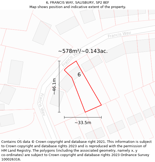 6, FRANCIS WAY, SALISBURY, SP2 8EF: Plot and title map