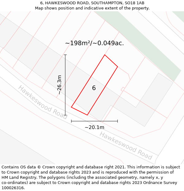 6, HAWKESWOOD ROAD, SOUTHAMPTON, SO18 1AB: Plot and title map