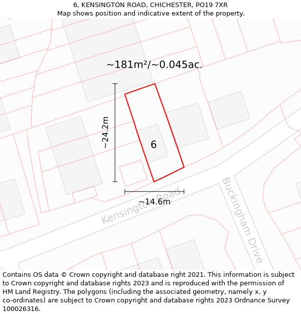 6, KENSINGTON ROAD, CHICHESTER, PO19 7XR: Plot and title map