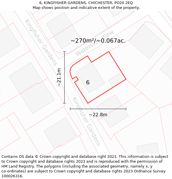 6, KINGFISHER GARDENS, CHICHESTER, PO20 2EQ: Plot and title map