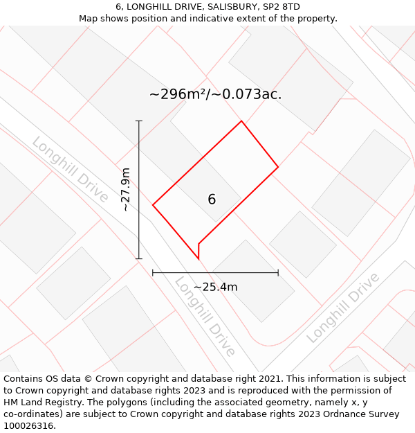 6, LONGHILL DRIVE, SALISBURY, SP2 8TD: Plot and title map